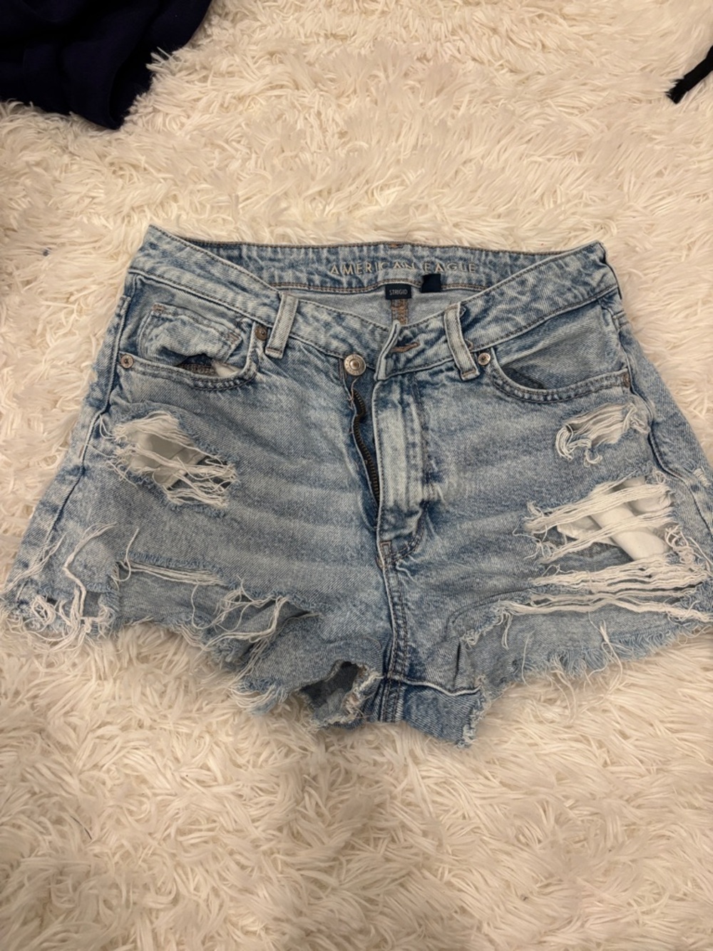 American Eagle Outfitters Faded Blue Distressed Denim Shorts